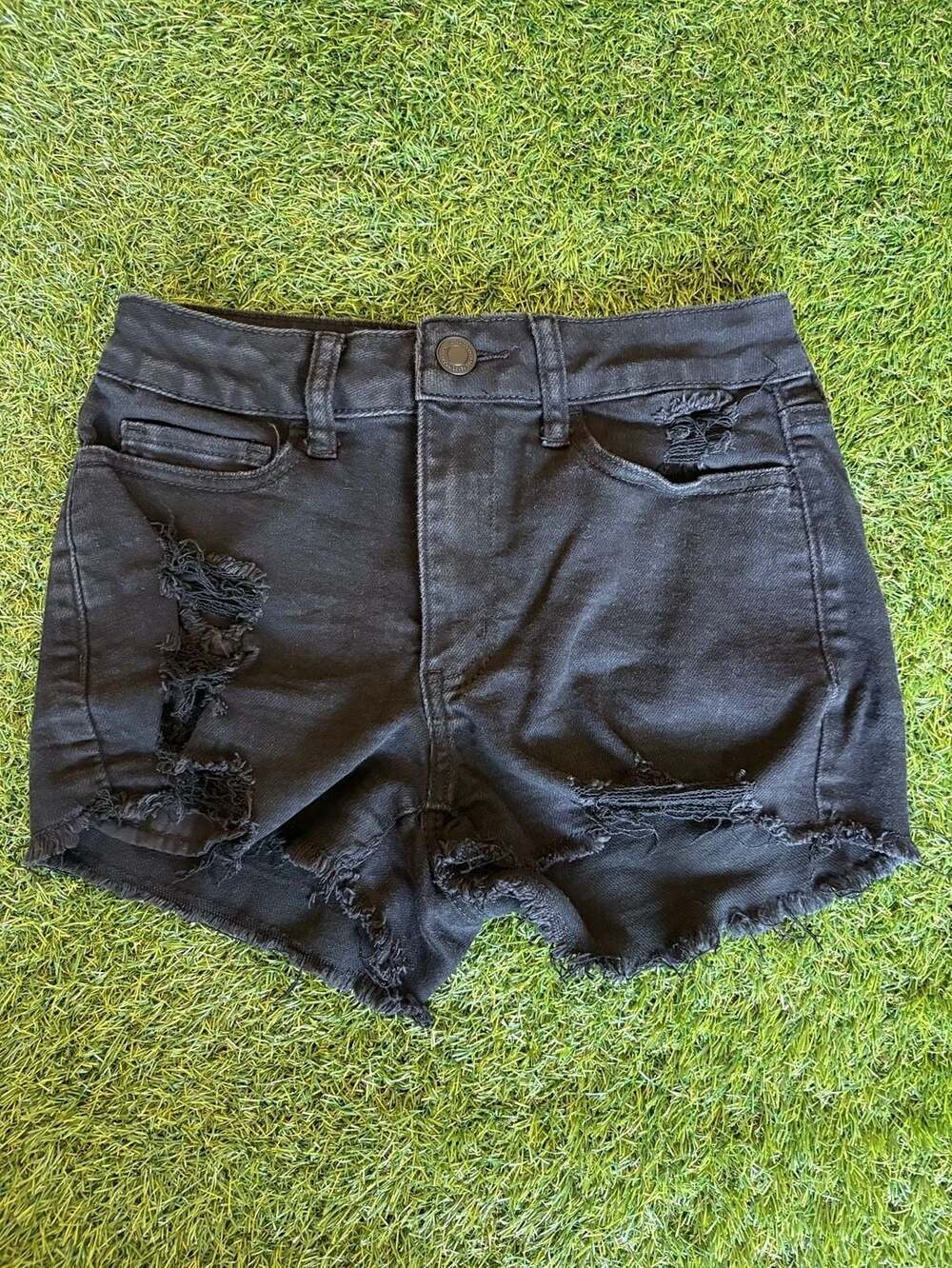 SO Goods For Life Black Distressed Denim Cut Off Shorts Size 5 / 27W